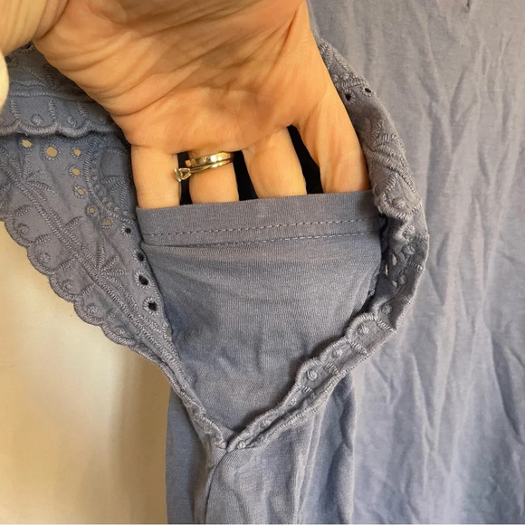 GAP Women’s Blue Periwinkle Shirt Laced Ruffly Sleeves Size Medium - Picture 10 of 10